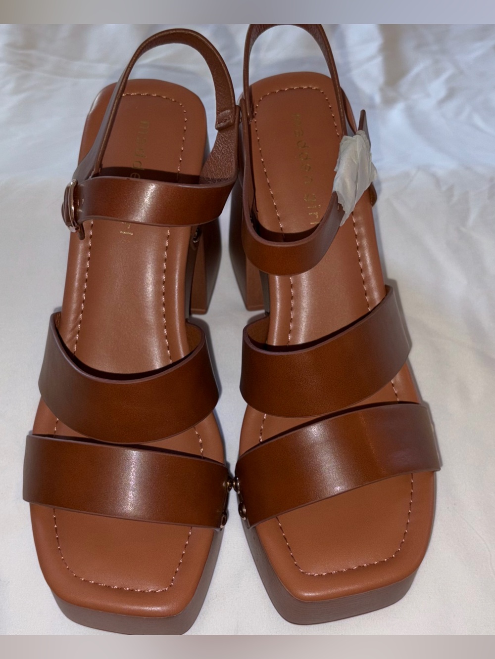 NWT Madeen Girl Brown Platform Sandals with Block Heel- Size 9 - Picture 3 of 7